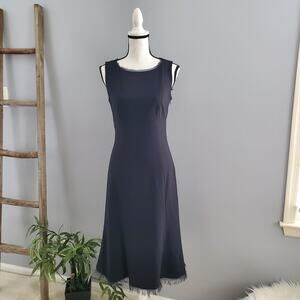 T Tahari Black Sleeveless Fringe Hem Sheath Dress 2